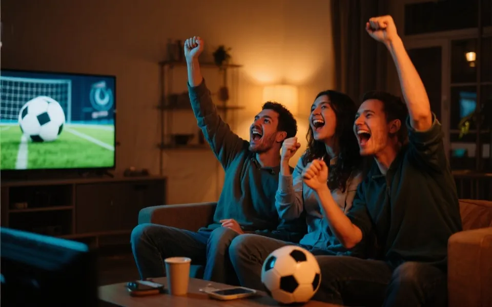 多人观赛氛围示意图